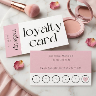 Visita Cartão de Fidelidade de Cliente de Maquiagem Rosa