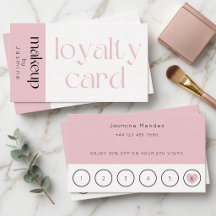Cartão de Fidelidade de Cliente de Maquiagem Rosa 