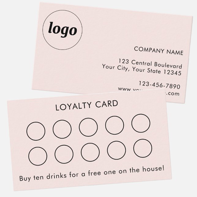 Visita Cartão de Fidelidade de Cliente Simples com Logoti (Simple logo with custom text customer client loyalty card)