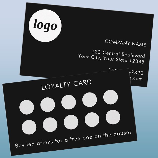 Visita Cartão de Fidelidade de Cliente Simples Logotipo e (Simple logo with custom text business promotional customer loyalty reward card)