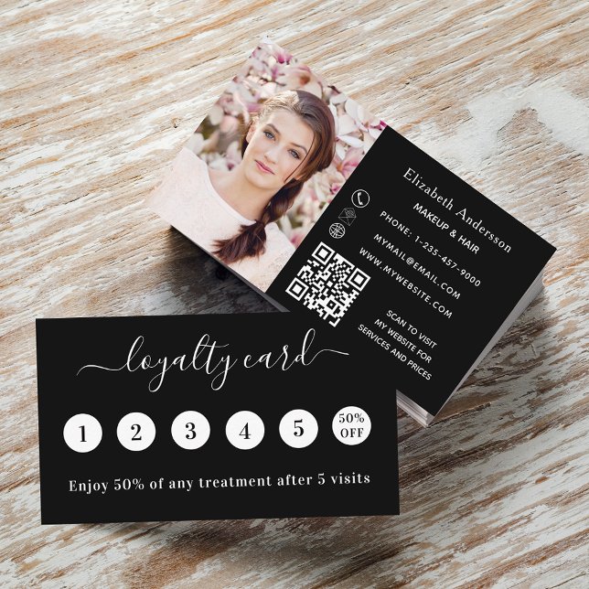 Visita Cartão de fidelidade de foto de código QR branco p (Criador carregado)