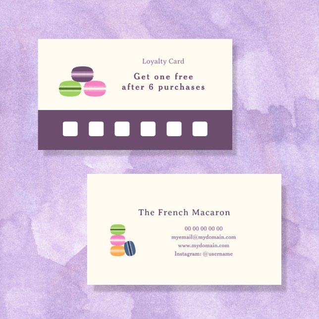 Visita Cartão de Fidelidade de Macaron Francês (French Macaron Loyalty Card)