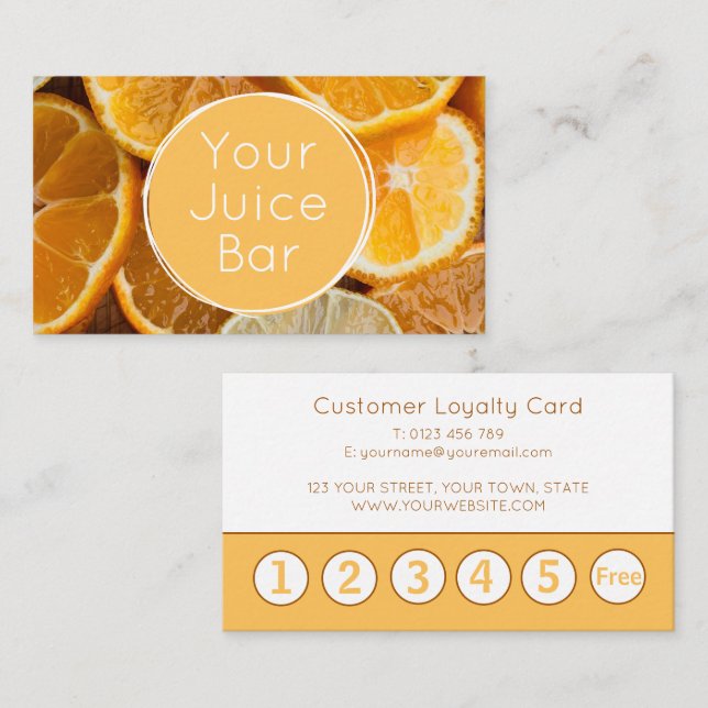 Visita Cartão de Fidelidade de Suco Bar (Frente/Verso)
