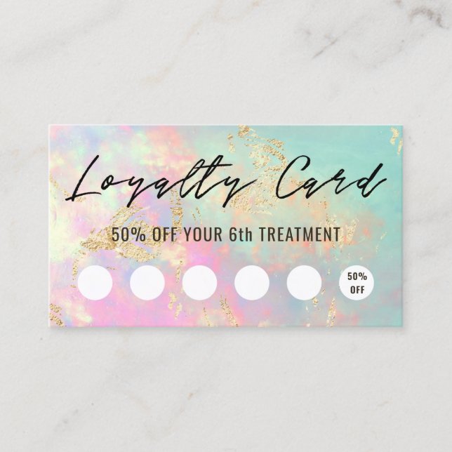 Visita cartão de fidelidade de textura opal delicada (Frente)