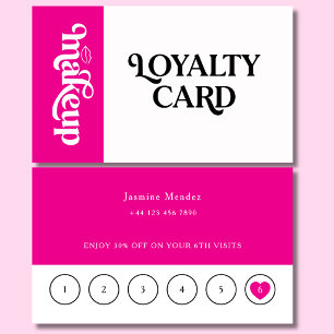 Visita Cartão de Fidelidade do Cliente de Maquiagem Rosa