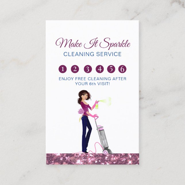 Visita Cartão de Fidelidade do Serviço de Limpeza Maid Cu (Frente)