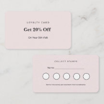 Cartão de Fidelidade Minimalista Rosa para Estetic