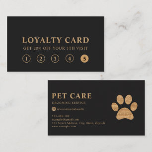 Visita Cartão de Fidelidade Pet Paw Luxo Moderno Carvão O