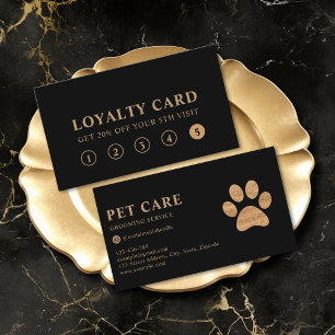 Visita Cartão de Fidelidade Preta Dourada Luxo para Pet