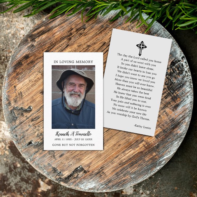 Visita Cartão de Foto com Oração de Memória para Funeral  (Simple Funeral Memorial Prayer Photo Card)