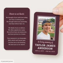 Cartão de Foto de Oração de Memória Simples Funera