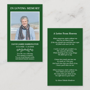 Visita Cartão de Funeral com Foto de Memória Simples