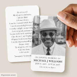 Visita Cartão de Funeral Personalizado com Foto Tamanho M