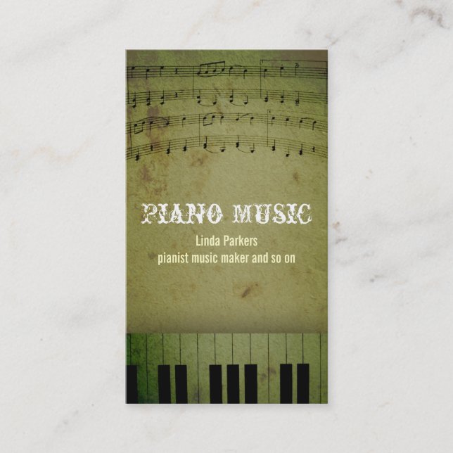 Visita cartão de indústria musical do piano (Frente)