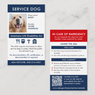 Visita Cartão de Informações e Requisitos ADA para Cães d