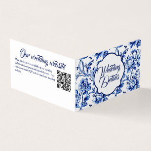 Visita Cartão de Invólucro Floral Azul e Branco Elegante