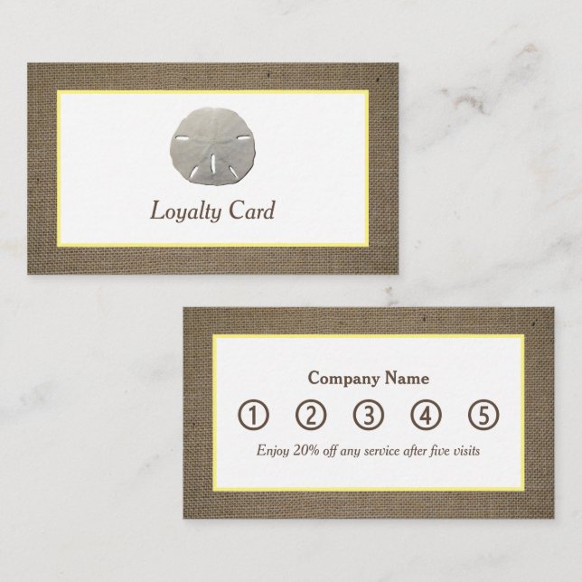 Visita Cartão de Lealdade de Dólar e Burlap (Frente/Verso)