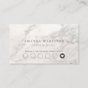 Visita Cartão de Lealdade de Salão de Marble Branco Elega