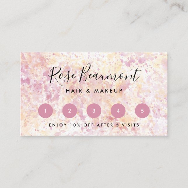 Visita Cartão de Lealdade de Script de Cor de Água Amarel (Frente)