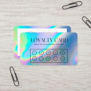 Visita Cartão de Lealdade Elegante Holográfico Faux