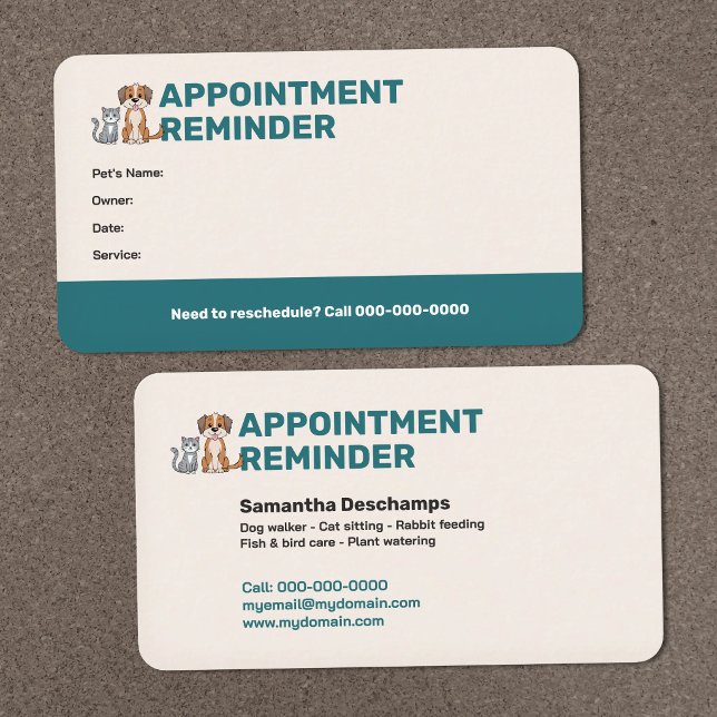 Visita Cartão de Lembrete de Consulta do Pet (Pet Appointment Reminder Card)