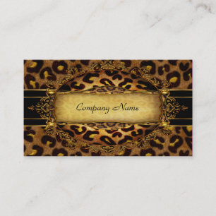 Visita Cartão de Luxo Preto Dourado Leopardo Elegante 2