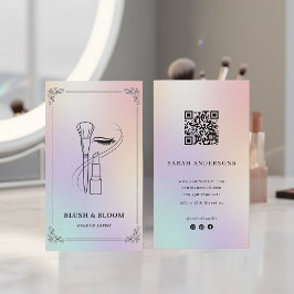 Visita Cartão de Maquiador Holográfico com Código QR