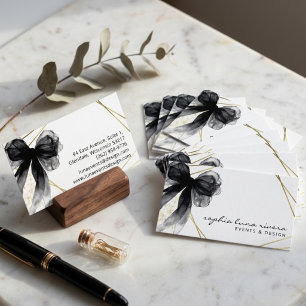 Visita Cartão de Marca de Luxo Black Bow Gold Script