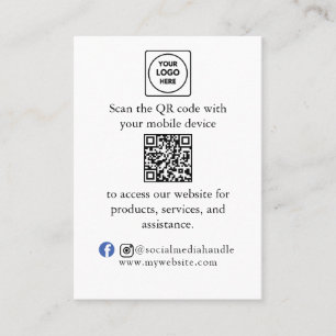 Visita Cartão de Menu de Marca Comercial com Código QR Pe