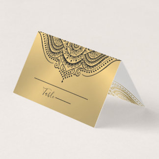 Visita Cartão de Mesa Ornato Dourado Mandala
