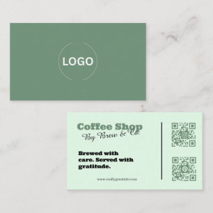 Visita Cartão de Negócios de Cafeteria Sage Green QR