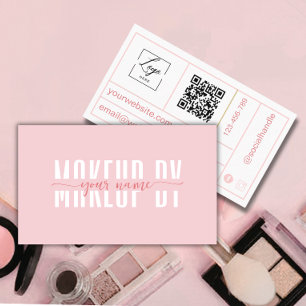 Visita Cartão de Negócios Minimalista Rosa e Branco