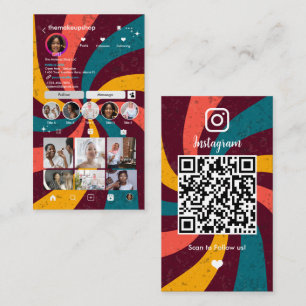Visita Cartão de Negócios QR do Instagram Retro Vintage R