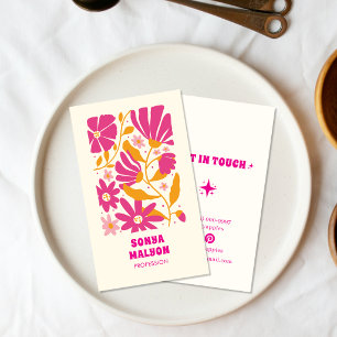 Visita Cartão de Negócios Retro Desenhado à Mão Floral Bo