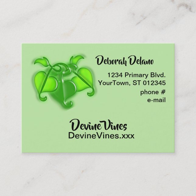 Visita Cartão de ônibus - Folhas de Vinha 3D (Frente)