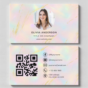Visita Cartão de Opal com Código QR para Redes Sociais