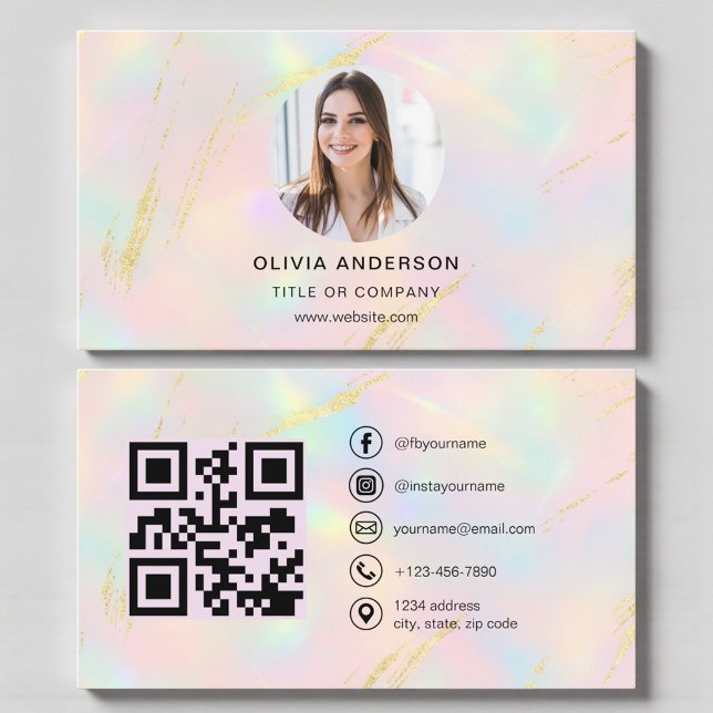 Visita Cartão de Opal com Código QR para Redes Sociais (Criador carregado)