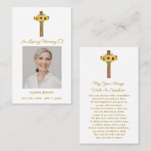 Cartão de Oração de Funeral com Foto Memorial da C