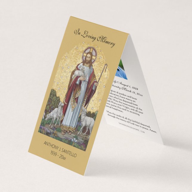 Visita Cartão de Oração de Jesus Funeral Católico Tradici (Frente)
