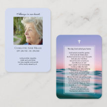 Cartão de oração do pastel oceânico memorial fotog