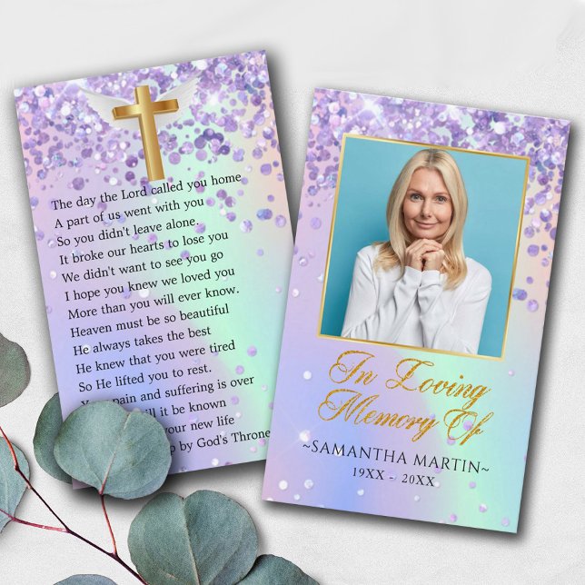 Visita Cartão de Oração Funeral de Foto Elegante (Criador carregado)