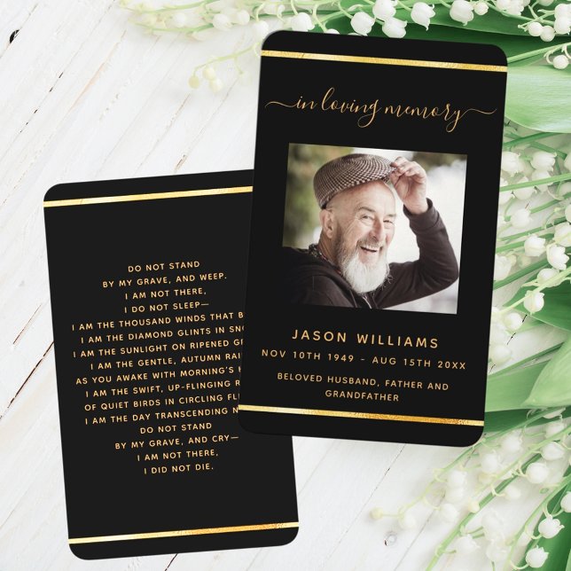 Visita Cartão de oração funerária elegante com foto de ou (Criador carregado)