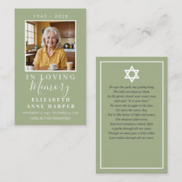 Visita Cartão de Oração Funerária Judaica Verde Sage Mini