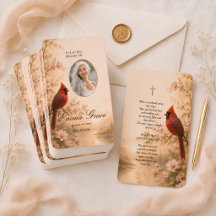 Cartão de Oração Memorial com Foto de Cardinal em