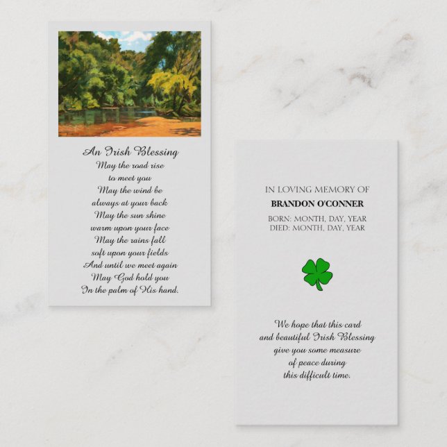 Visita Cartão de Oração Memorial para Simpatia Foto (Frente/Verso)