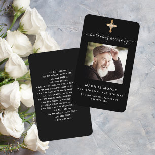 Visita Cartão de oração preto branco para cruz funerária