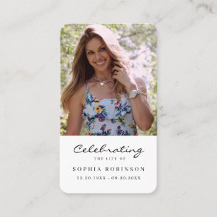 Visita Cartão de Oração Simples de Foto Funeral Memorial