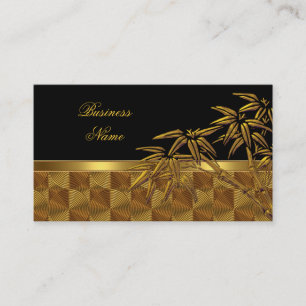 Visita Cartão de Perfil Bambu Dourado Preto Asiático