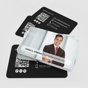 Visita Cartão de Perfil de Foto de Código QR Minimalista 