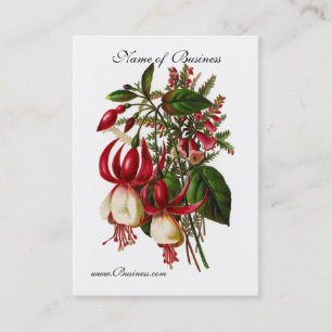 Visita Cartão de Perfil Floral Vermelho Vintage